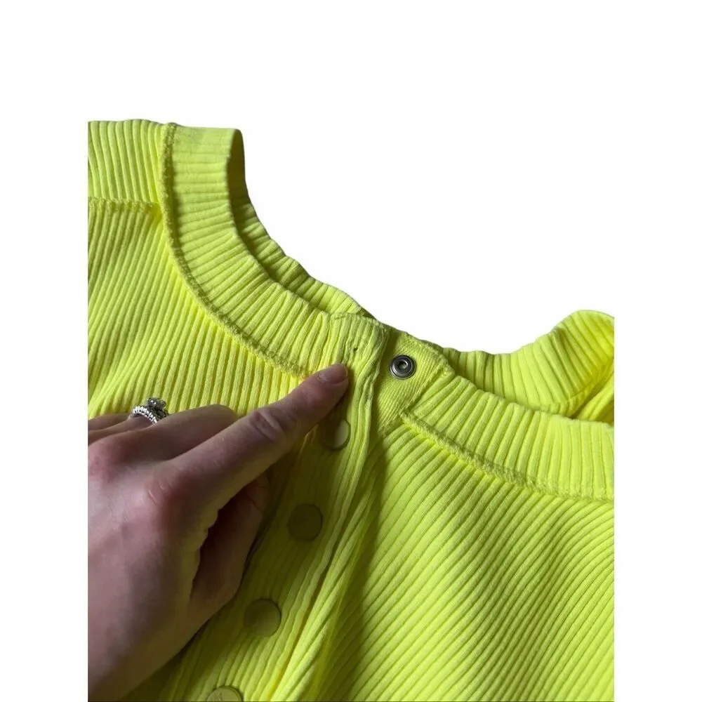 Free People Long Sleeve Top Rally Layering Athletic Ribbed Glowstick Neon Yellow